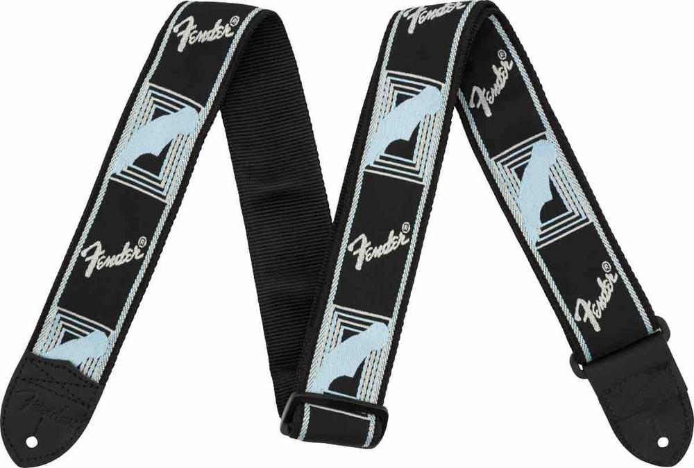 Fender® 2" Monogrammed Strap, Black/Light Grey/Blue ( available late May )