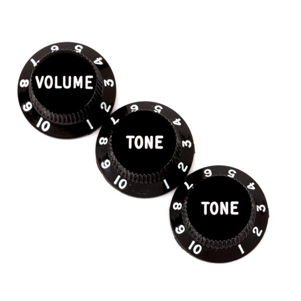 Original Replacement Knobs (Strat®) - (3) Black, Stratocaster® Knobs (Volume, Tone, Tone) 