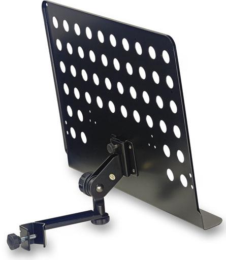 Large perforated music stand plate w/ attachable holder arm
