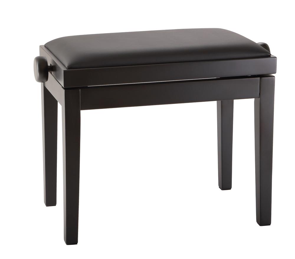 Piano bench black matt finish, seat black imitation leather