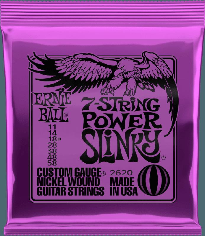 Ernie Ball 7 String Set - Power slinky 11-14-18p-28-38-48-58 Set