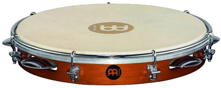 Traditional Wood Pandeiro 10" with Goat Skin Head, Matte Chestnut Finish