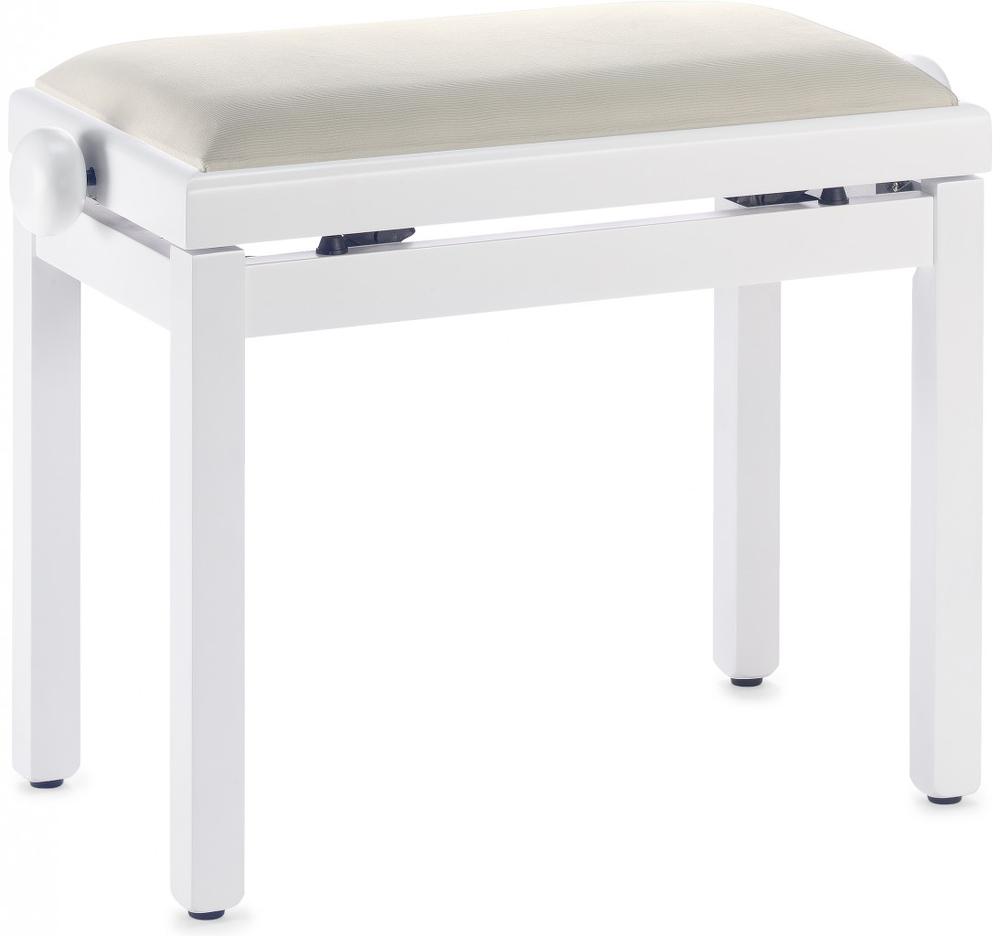 Piano Bench white matt with beige velvet top