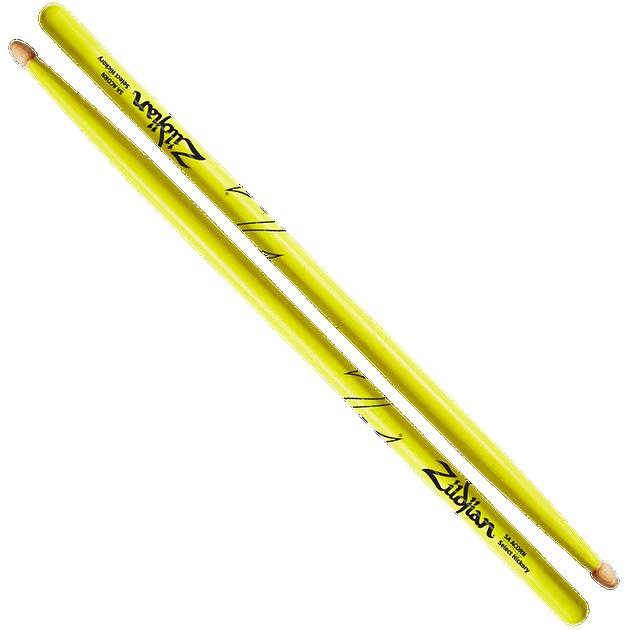 ZILDJIAN Drumsticks, Hickory Wood Tip 5A Acorn, neon yellow