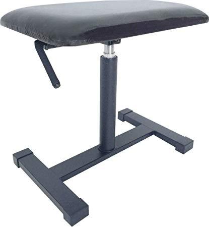 Satin black hydraulic keyboard bench with satin black vinyl top and central leg