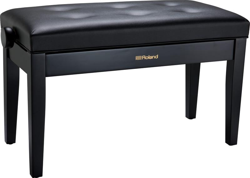 Piano Bench Deluxe for 2 person #Black Satin Vinyl Seat 