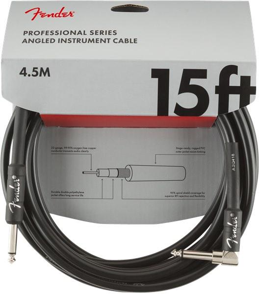 Professional Series Instrument Cables, Straight/Angle, 15', Black