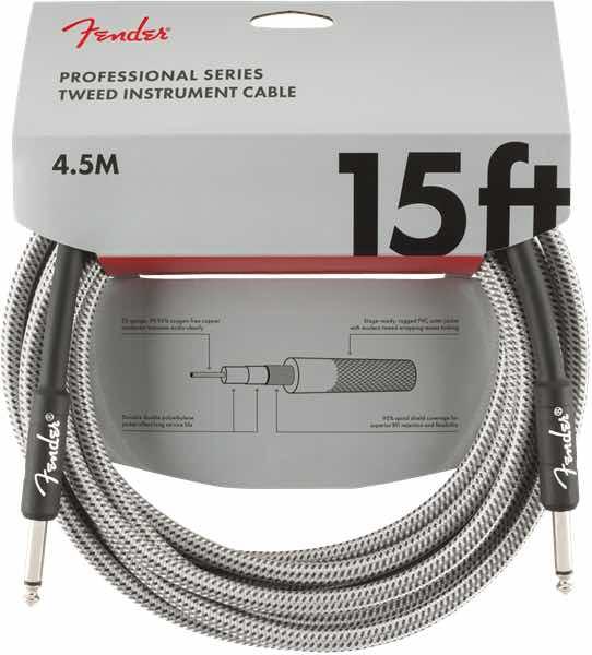 Professional Series Instrument Cable, 15', White Tweed