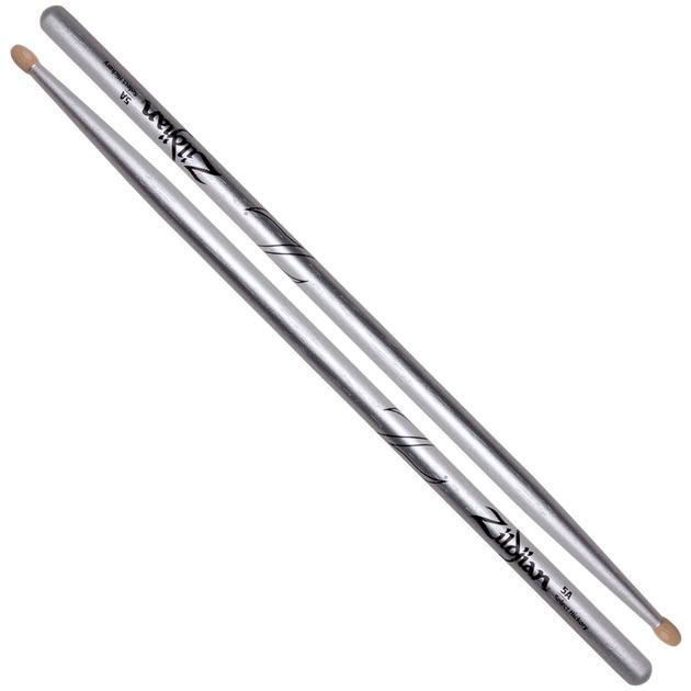 ZILDJIAN Drumsticks, Chroma  Wood Tip 5 A Silver