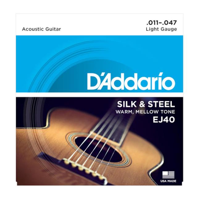 D'Adario EJ40 Silk & Steel Folk Guitar 11-47 Set