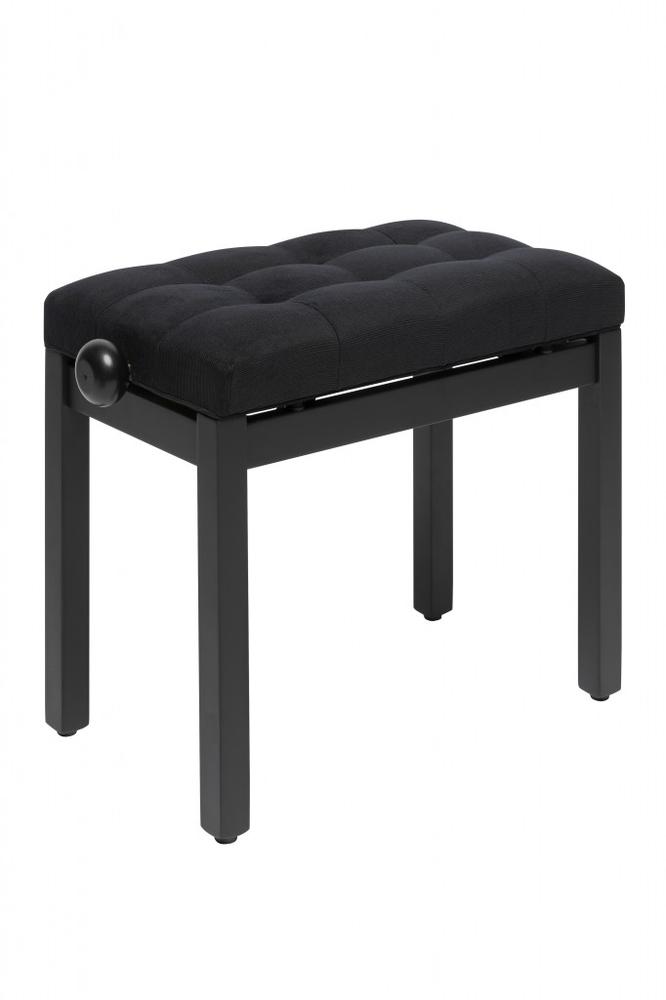Piano Bench satin black matt with black velvet top