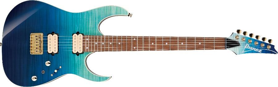 Solidbody Electric Guitar with Nyatoh Body and Flame Maple Top - Blue Reef Gradation 