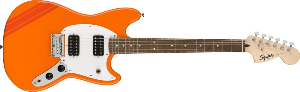 FSR Bullet® Competition Mustang® HH Guitar - Competition Orange with Fiesta Red Stripes
