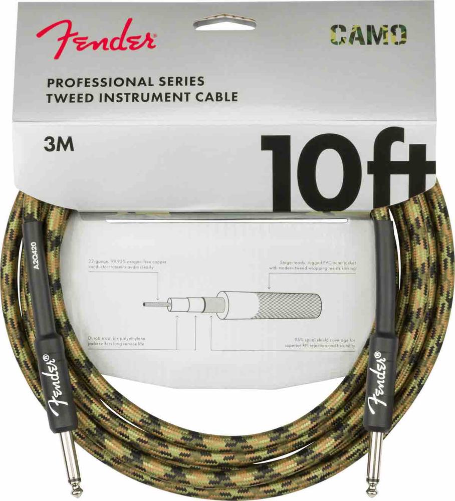 Professional Series Instrument Cable, Camouflage Straight/Straight, 10', Woodland Camo 