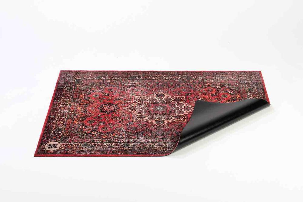DRUMnBASE - Vintage Persian Shades of Gray Stage / Drum Mat 130x90cm Original Red