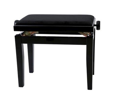 Gewa Piano benches Deluxe Black polish black velvet coverlet 