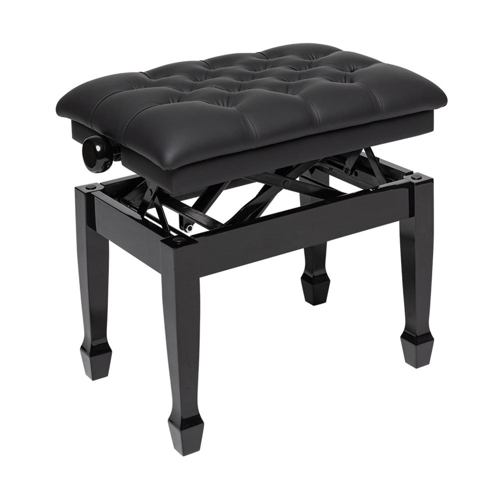 Highgloss black concert hydraulic piano bench with fireproof black vinyl top 