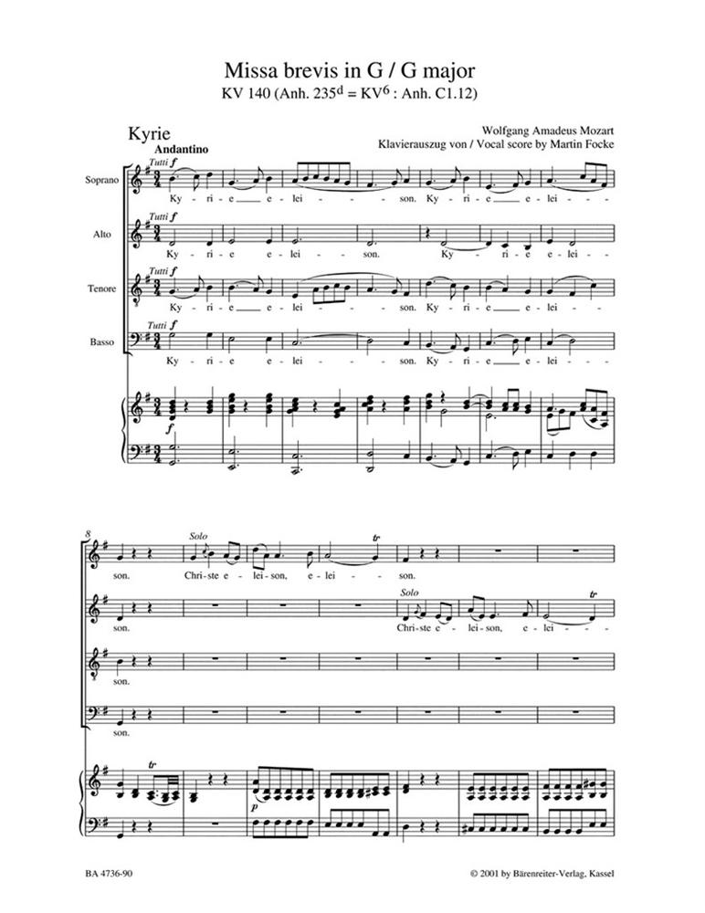 Missa brevis in G major K.140