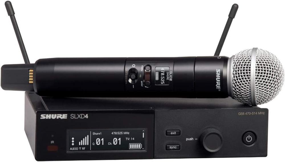 Handheld system consisting a handheld transmitter SLXD2 with SM58 and a receiver SLXD4