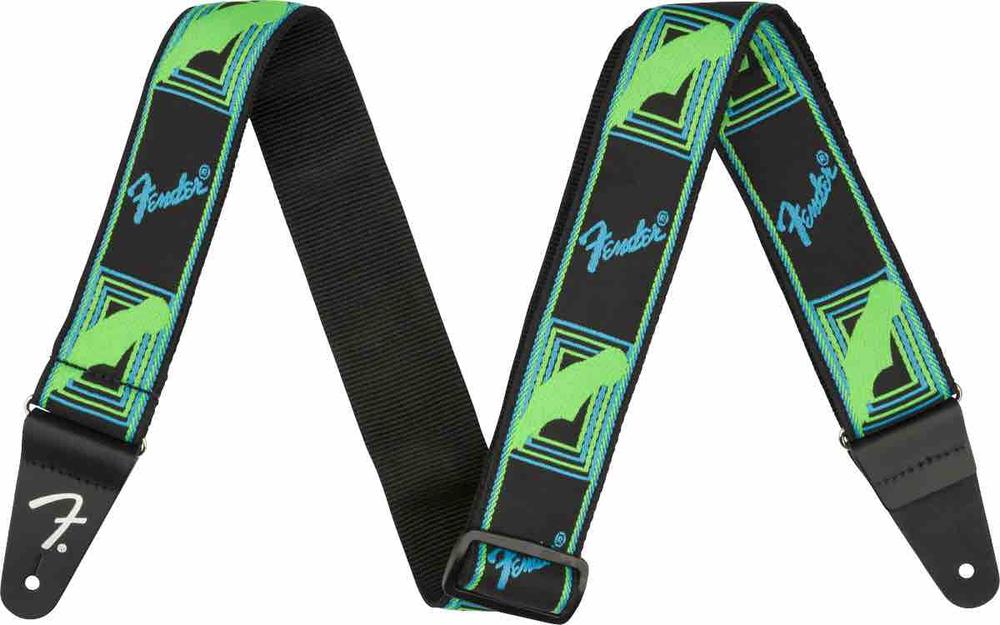 Neon Monogrammed Strap, Blue and Green, 2"