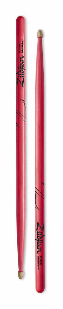 ZILDJIAN Drumsticks, Hickory Wood Tip 5A Acorn, neon pink