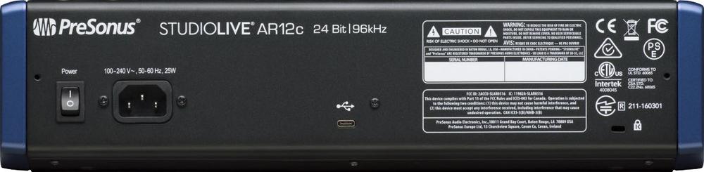 PreSonus® StudioLive® AR12c Analog Mixer with USB and Bluetooth 