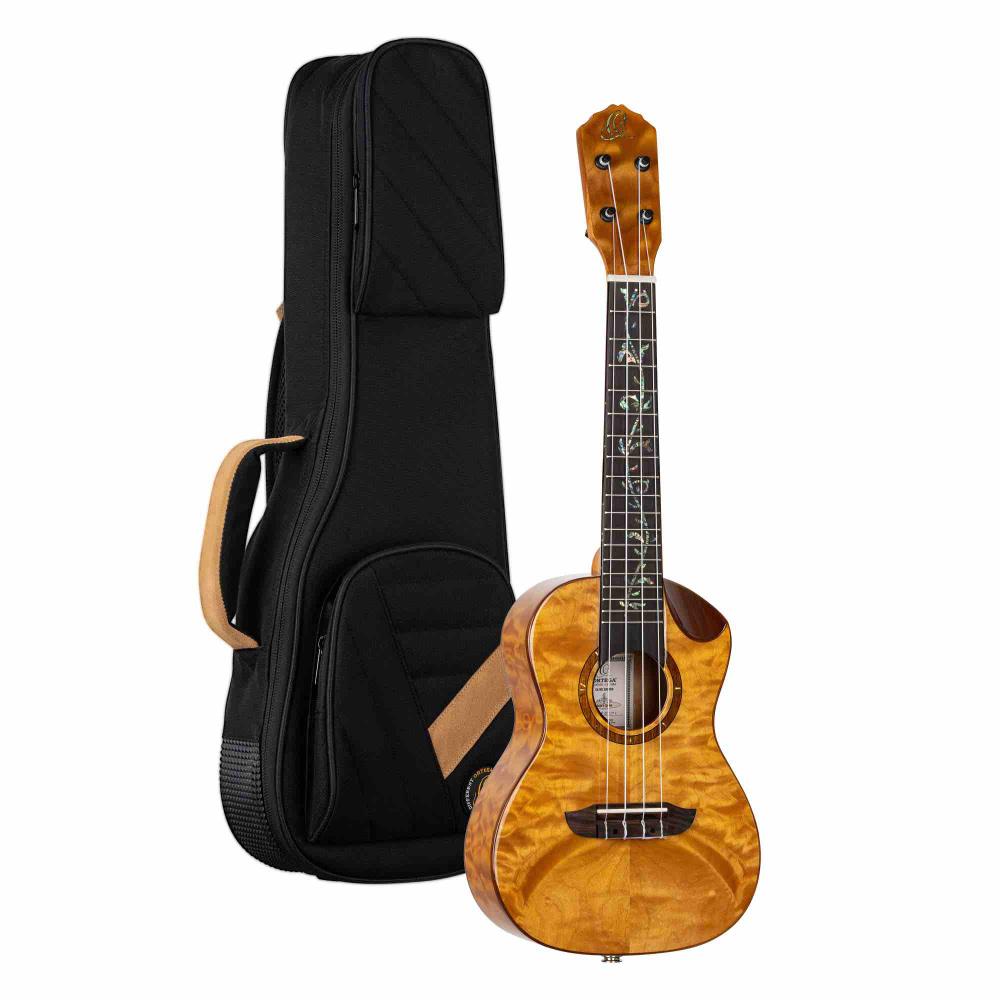 Elite Series Concert Ukulele 4 String - solid quilted Maple Top + Bag