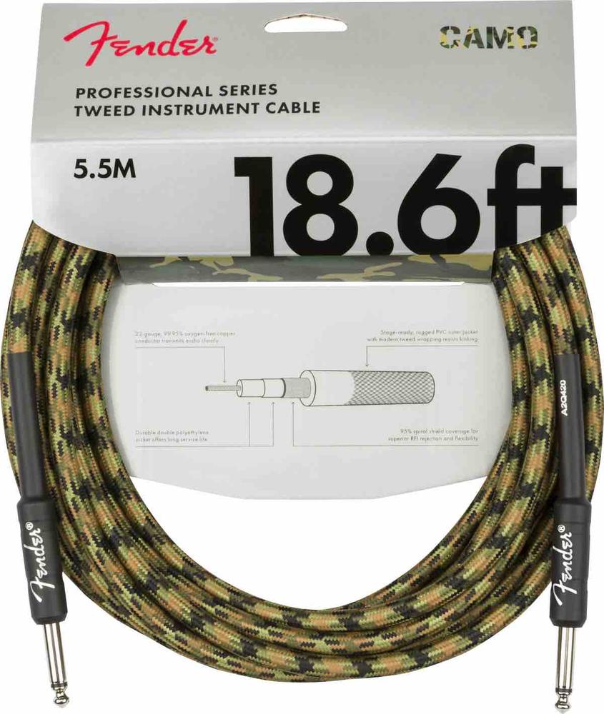 Professional Series Instrument Cable, Straight/Straight, 18.6', Woodland Camo 