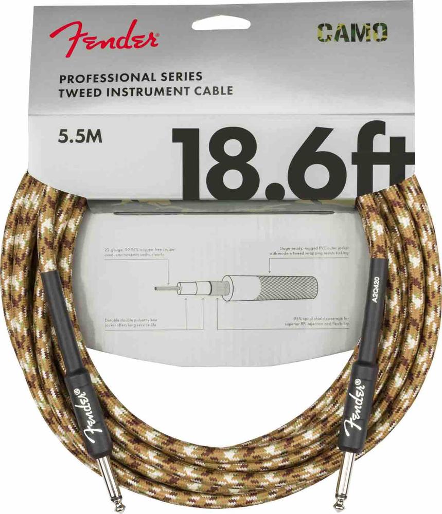 Professional Series Instrument Cable, Straight/Straight, 18.6', Desert Camo 