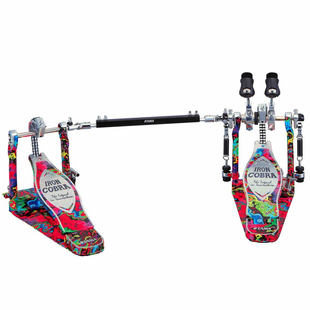 Iron Cobra Marble Power Glide Double Pedal, Psychedelic Rainbow - 50th anniversary
