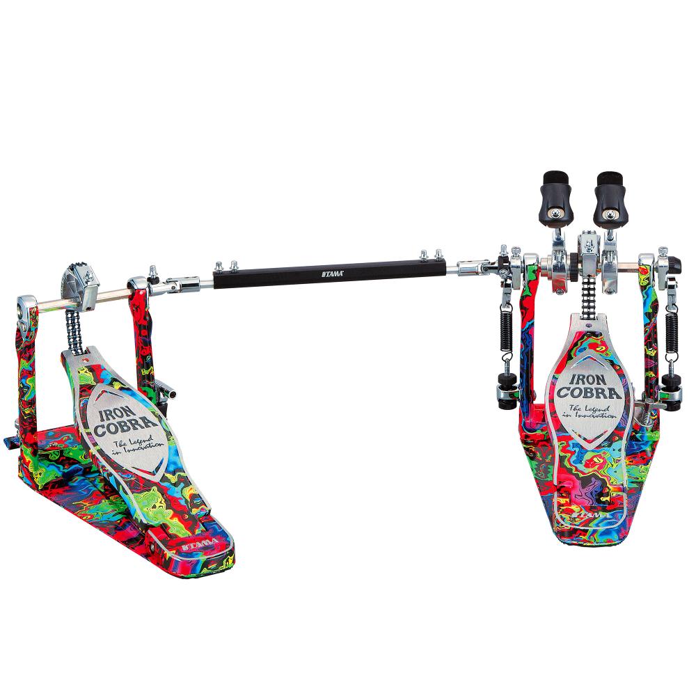 Iron Cobra Marble Rolling Glide Double Pedal, Psychedelic Rainbow - 50th anniversary